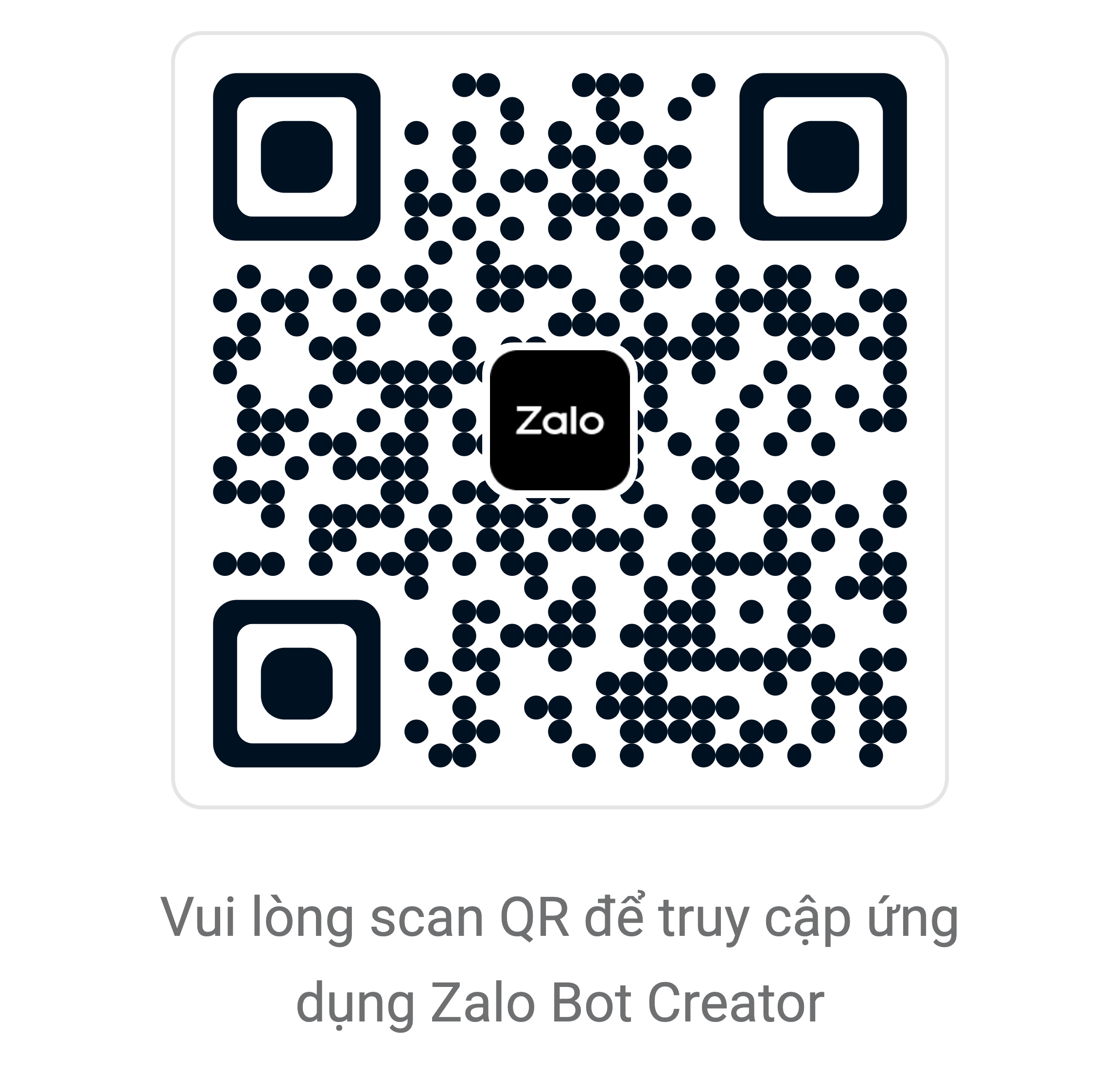 Mã QR quét bằng Zalo để mở ứng dụng Zalo Bot Creator